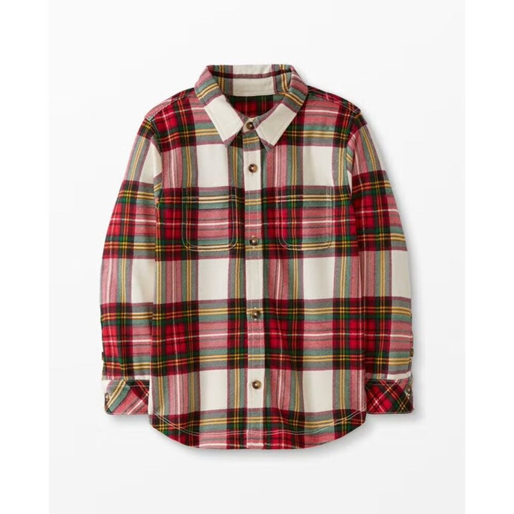 $50 Hanna Andersson Boys Button Down in French Terry - 6-7 years